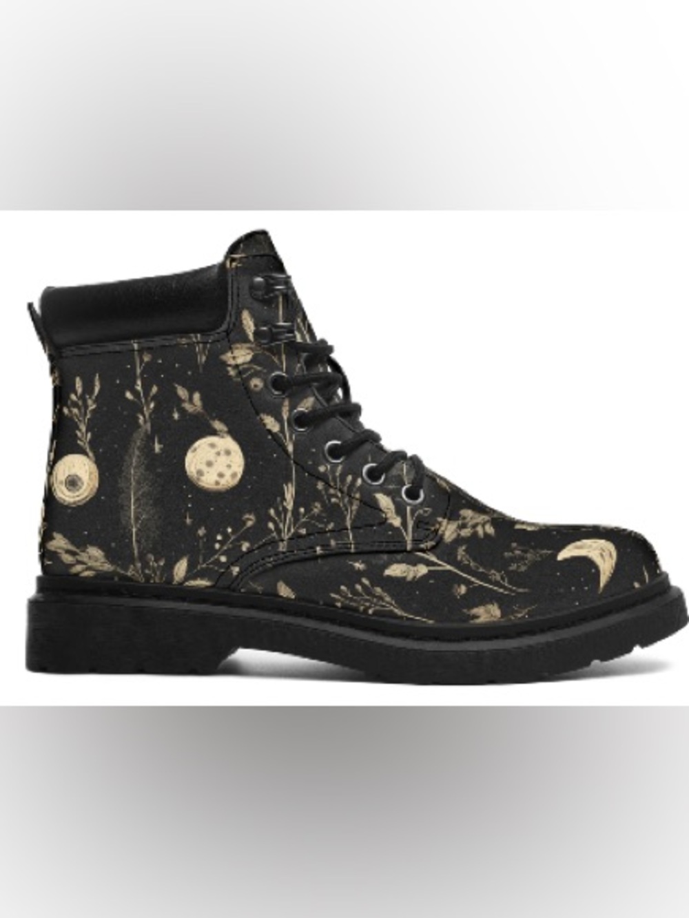 Rogue + Wolf Twilight Garden Classic Boots Black Floral Lace-Up Ankle Boots 9 - Picture 4 of 8